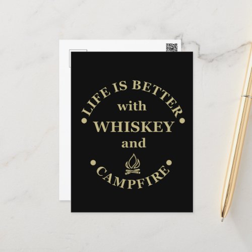 Whiskey quotes funny camping camper sayings  postcard