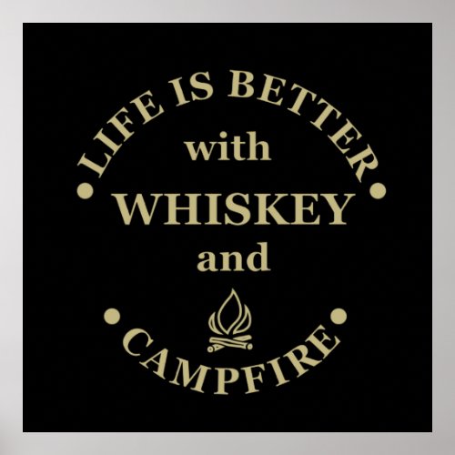 Whiskey quotes funny camping camper sayings  poster