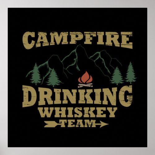 Whiskey quotes funny camping camper sayings  poster