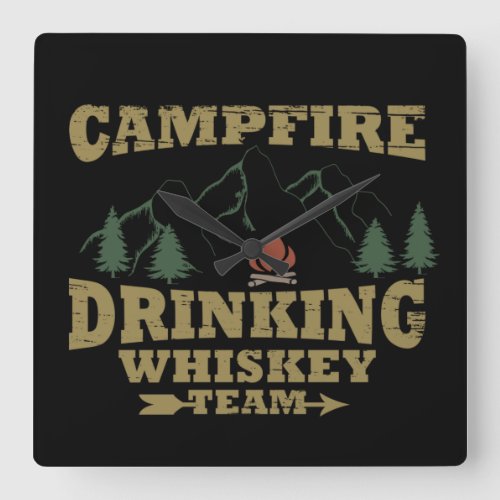 Whiskey quotes funny camping camper sayings  square wall clock