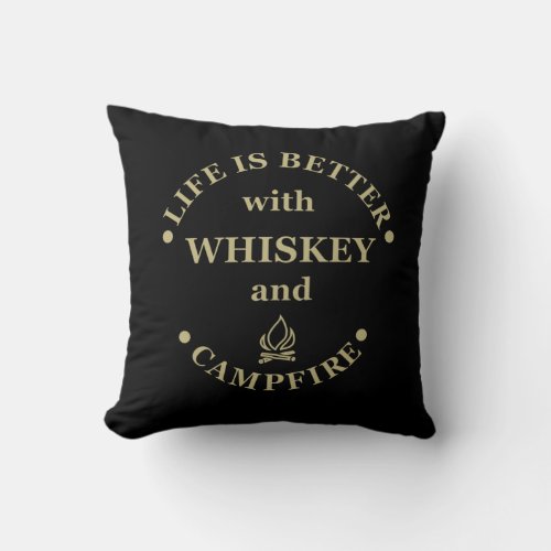 Whiskey quotes funny camping camper sayings  throw pillow