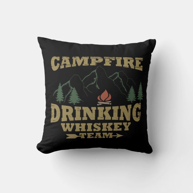 Whiskey quotes funny camping camper sayings  throw pillow (Front)