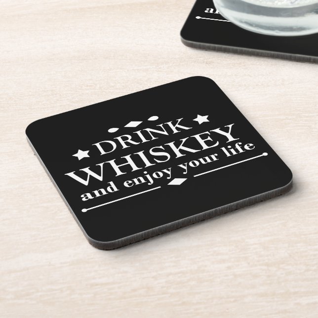 Whiskey quotes funny drinking alcohol sayings  beverage coaster (Left Side)