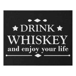 Whiskey quotes funny drinking alcohol sayings  faux canvas print
