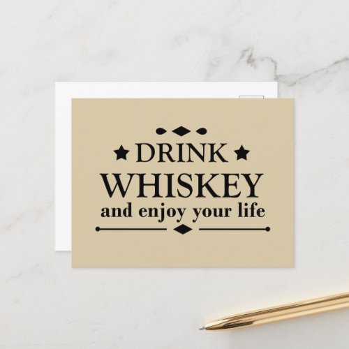 Whiskey quotes funny drinking alcohol sayings  holiday postcard