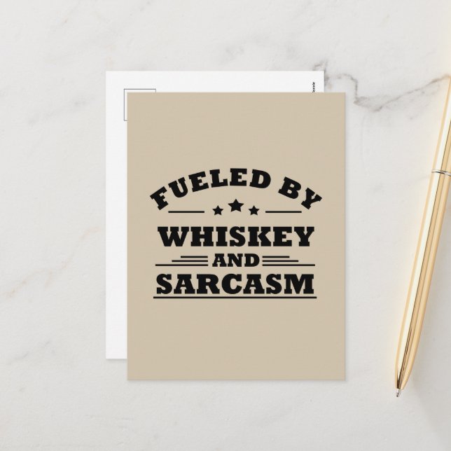 Whiskey quotes funny drinking alcohol sayings holiday postcard (Front/Back In Situ)