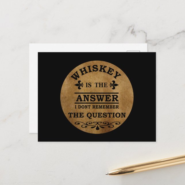 Whiskey quotes funny drinking sayings holiday postcard (Front/Back In Situ)