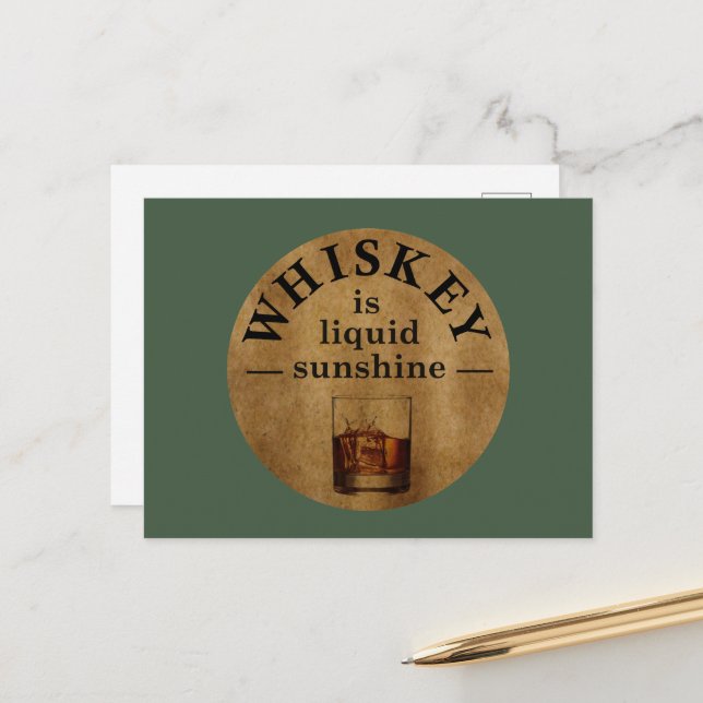 Whiskey quotes funny drinking sayings holiday postcard (Front/Back In Situ)