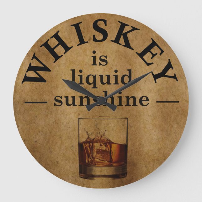 Whiskey quotes funny drinking sayings large clock (Front)
