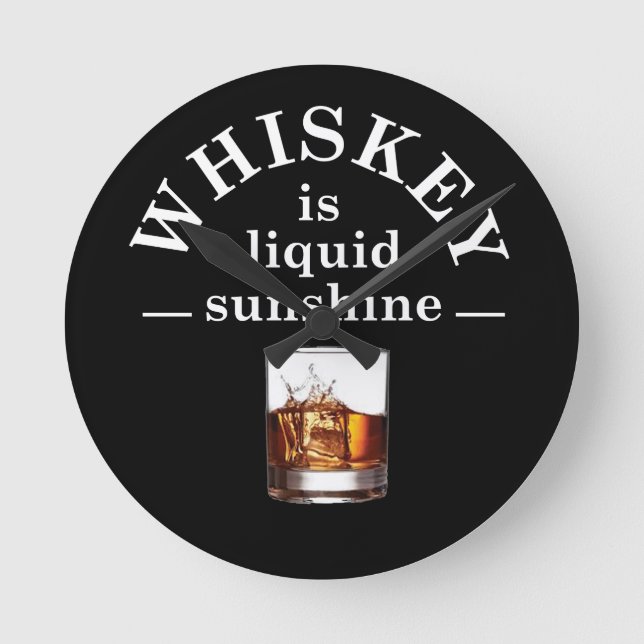 Whiskey quotes funny drinking sayings round clock (Front)