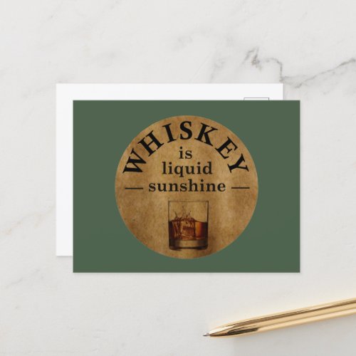 Whiskey quotes funny drinking sayings vintage holiday postcard