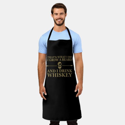 Whiskey quotes with funny bearded sayings apron
