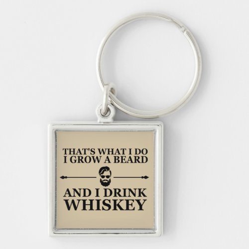 Whiskey quotes with funny bearded sayings keychain