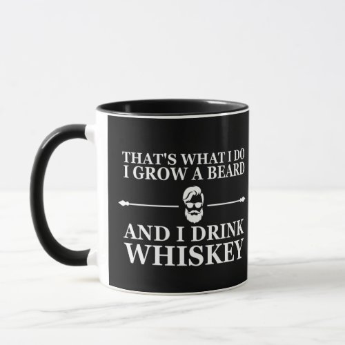 Whiskey quotes with funny bearded sayings mug