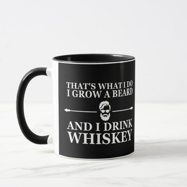 Whiskey quotes with funny bearded sayings mug (Left)