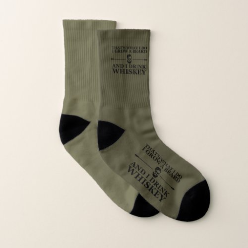 Whiskey quotes with funny bearded sayings socks