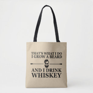 Whiskey quotes with funny bearded sayings tote bag