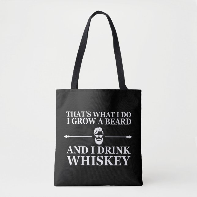 Whiskey quotes with funny bearded sayings tote bag (Front)