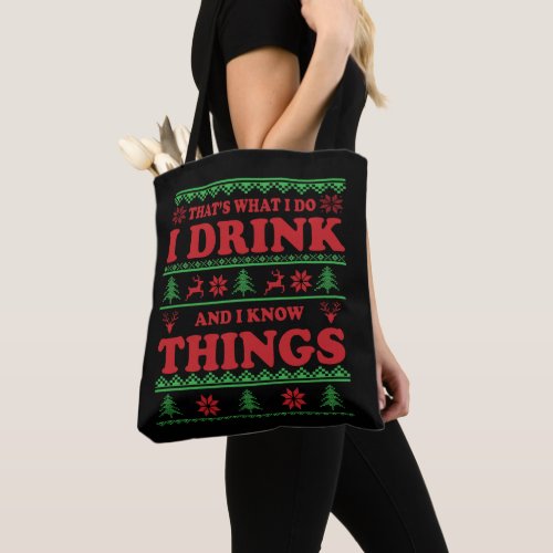 Whiskey sayings funny ugly christmas sweater tote bag