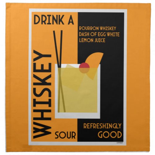 Whiskey Sour Cocktail   Cloth Napkin