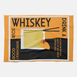 Whiskey Sour Cocktail Kitchen Towel