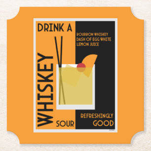 Whiskey Sour Cocktail Napkin Paper Coaster
