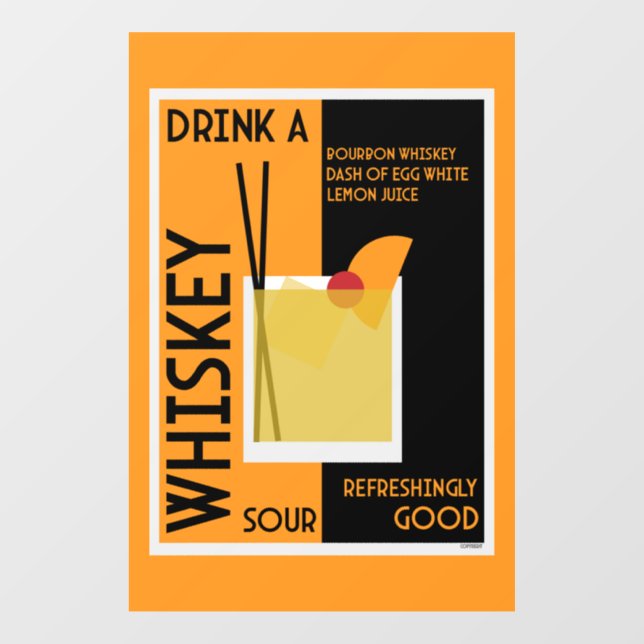 Whiskey Sour Cocktail   Napkin Window Cling (Sheet)