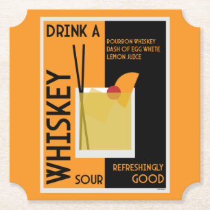 Whiskey Sour Cocktail Paper Coaster
