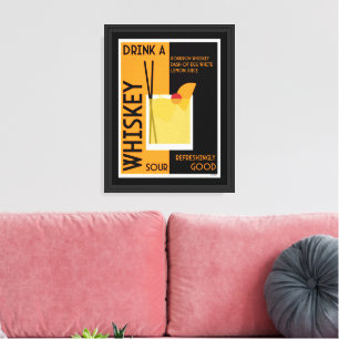 Whiskey Sour Cocktail Paper Coaster Canvas Print