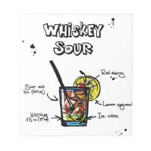 Whiskey Sour Cocktail Recipe Notepad