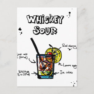 Whiskey Sour Cocktail Recipe Postcard