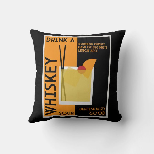 Whiskey Sour Cocktail  Throw Pillow (Back)