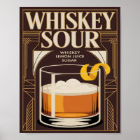 Whiskey Sour Cocktail Vintage Art Deco Bar
