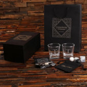 Whiskey Stones with Rocks Glasses and Coasters (Front)