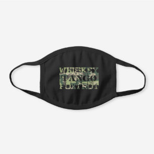 Whiskey Tango Foxtrot WTF Green Camouflage Black Cotton Face Mask
