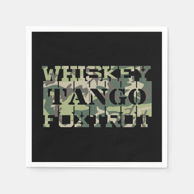 Whiskey Tango Foxtrot WTF Green Camouflage Napkins (Front)
