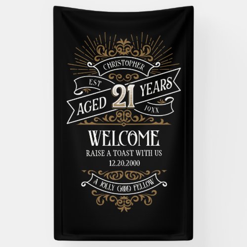 Whiskey Vintage Mens 21st Birthday Banner
