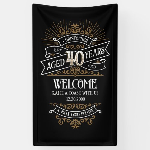 Whiskey Vintage Mens 40th Birthday Banner