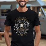 Whiskey Vintage Mens 40th Birthday T-Shirt<br><div class="desc">Celebrate the big 4-0 with style and humor with this vintage whiskey label-inspired birthday design. The black, gold, and white typography is ornate and elegant, giving it a classic retro vintage feel. Perfect for man (or woman!) in your life who loves their scotch, spirits, bourbon, and other liquor drinks. Features...</div>