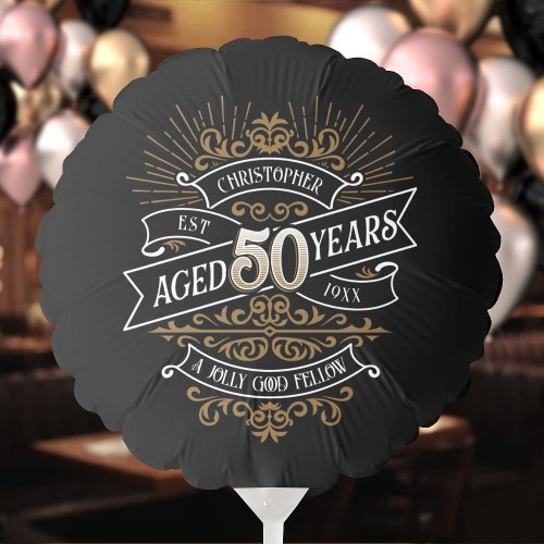 Whiskey Vintage Mens 50th Birthday Balloon