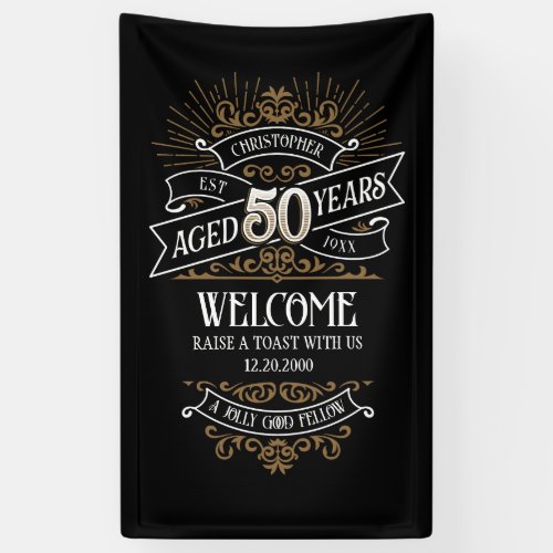 Whiskey Vintage Mens 50th Birthday Banner