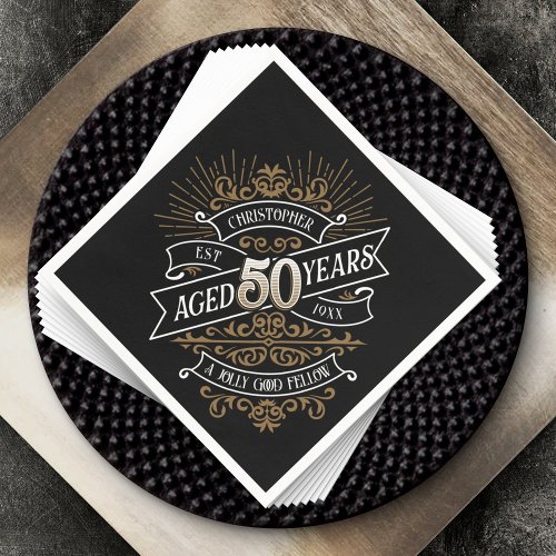 Whiskey Vintage Mens 50th Birthday Napkins
