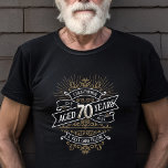 Whiskey Vintage Mens 70th Birthday T-Shirt<br><div class="desc">Celebrate the big 7-0 with style and humor with this vintage whiskey label-inspired birthday design. The black, gold, and white typography is ornate and elegant, giving it a classic retro vintage feel. Perfect for man (or woman!) in your life who loves their scotch, spirits, bourbon, and other liquor drinks. Features...</div>