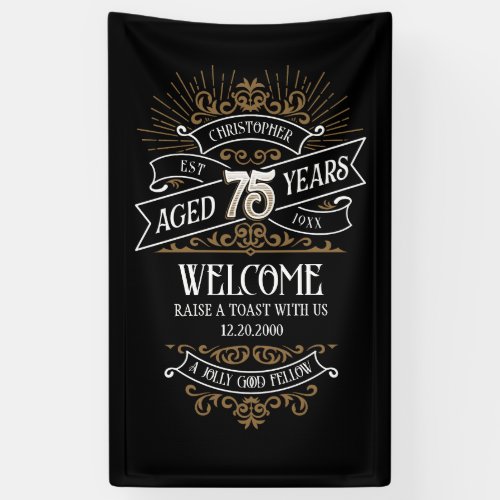 Whiskey Vintage Mens 75th Birthday Banner