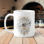 Whiskey Vintage Mens 80th Birthday Coffee Mug<br><div class="desc">Celebrate the big 8-0 with style and humor with this vintage whiskey label-inspired birthday design. The black, gold, and white typography is ornate and elegant, giving it a classic retro vintage feel. Perfect for man (or woman!) in your life who loves their scotch, spirits, bourbon, and other liquor drinks. Features...</div>