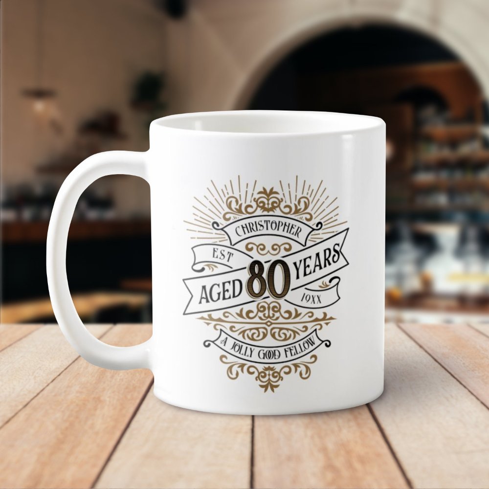 Discover Whiskey Vintage Mens 80th Birthday Personalized Coffee Mug