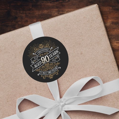 Whiskey Vintage Mens 90th Birthday Classic Round Sticker