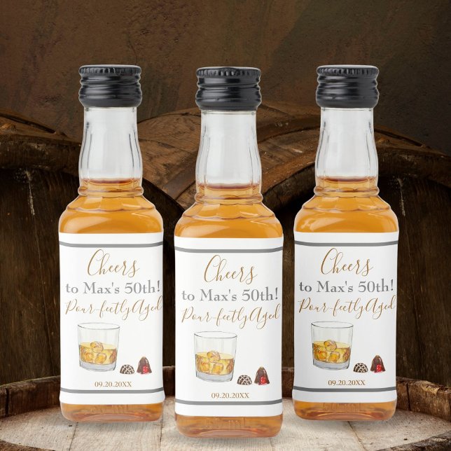 Whiskey Watercolor Chocolate Truffles Birthday  Liquor Bottle Label (A great party favor featuring a hand painted watercolor for this fun addition to a party bag.)