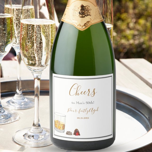 Whiskey Watercolor Chocolate Truffles Birthday  Sparkling Wine Label (Creator Uploaded)