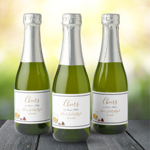 Whiskey Watercolor Chocolate Truffles Birthday Sparkling Wine Label